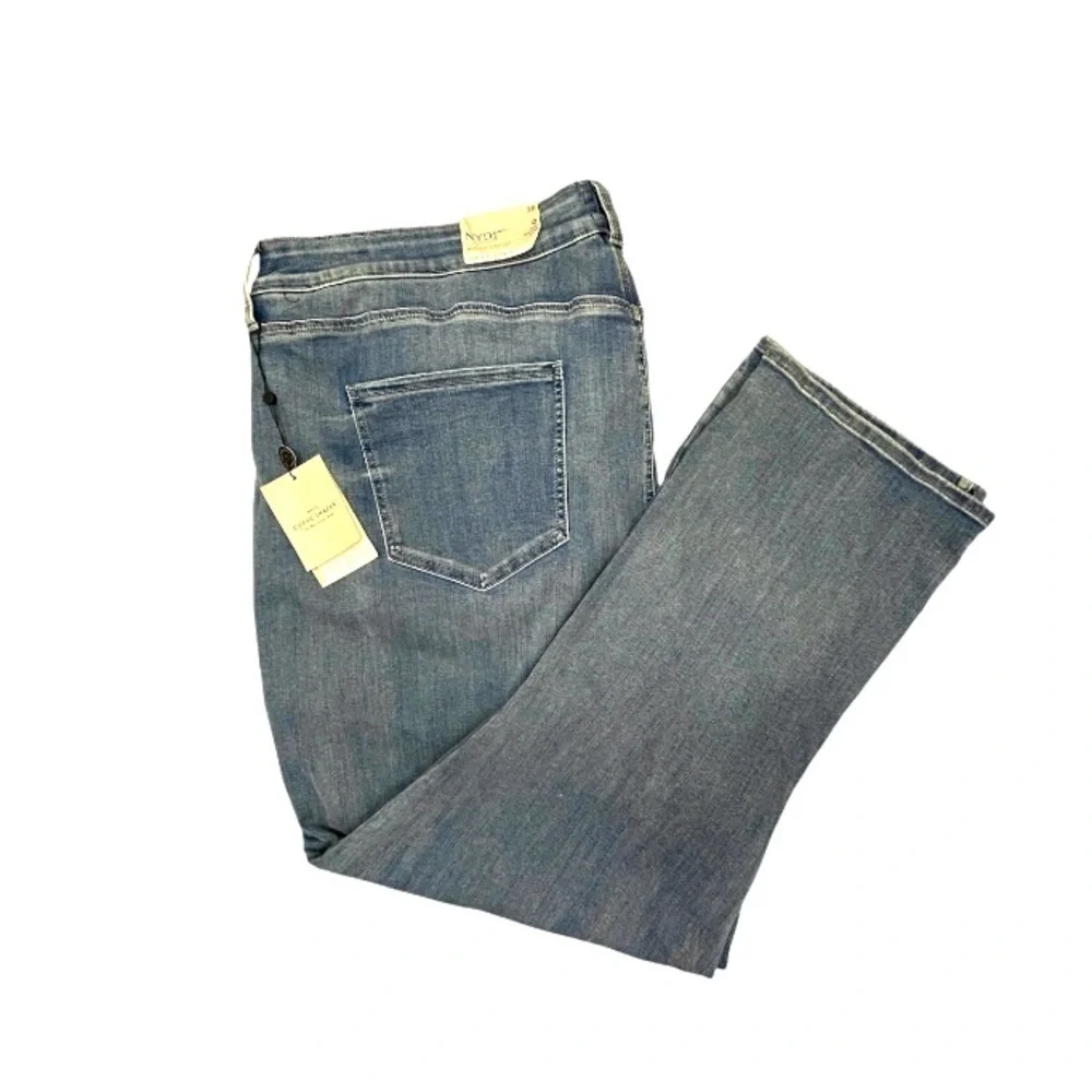 NYDJ Curve Shaper Marilyn Straight Leg Stretch Shapewear Jeans Medium Blue Sz 28